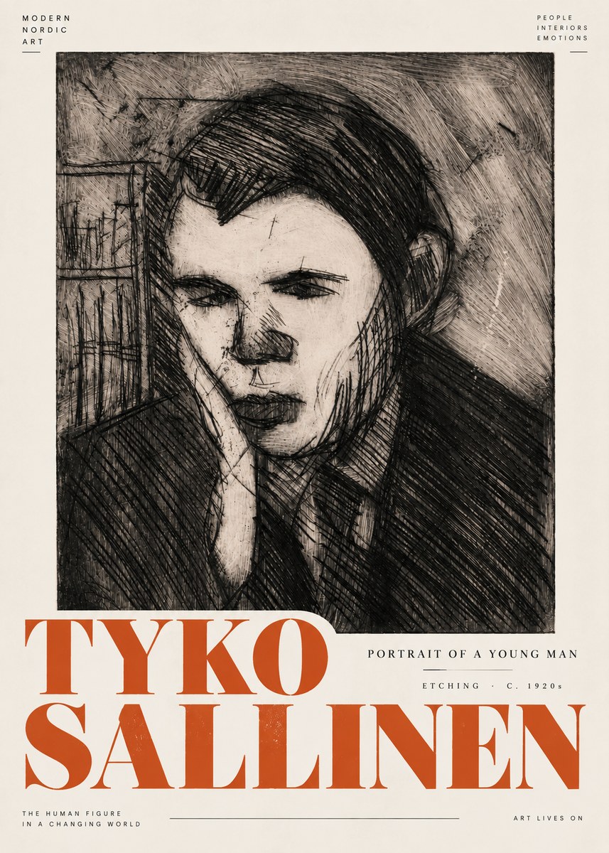 Tyko Sallinen Portrait of a Young Man No5 - Juliste
