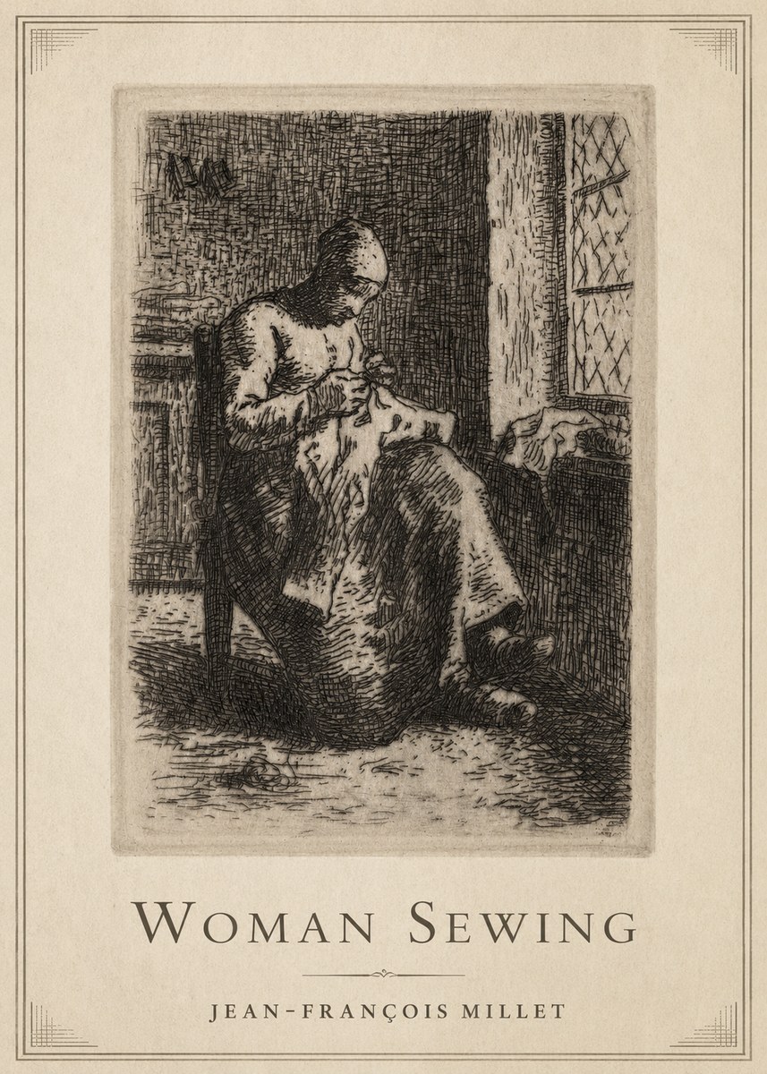 Jean-François Millet Woman Sewing No1 - Juliste
