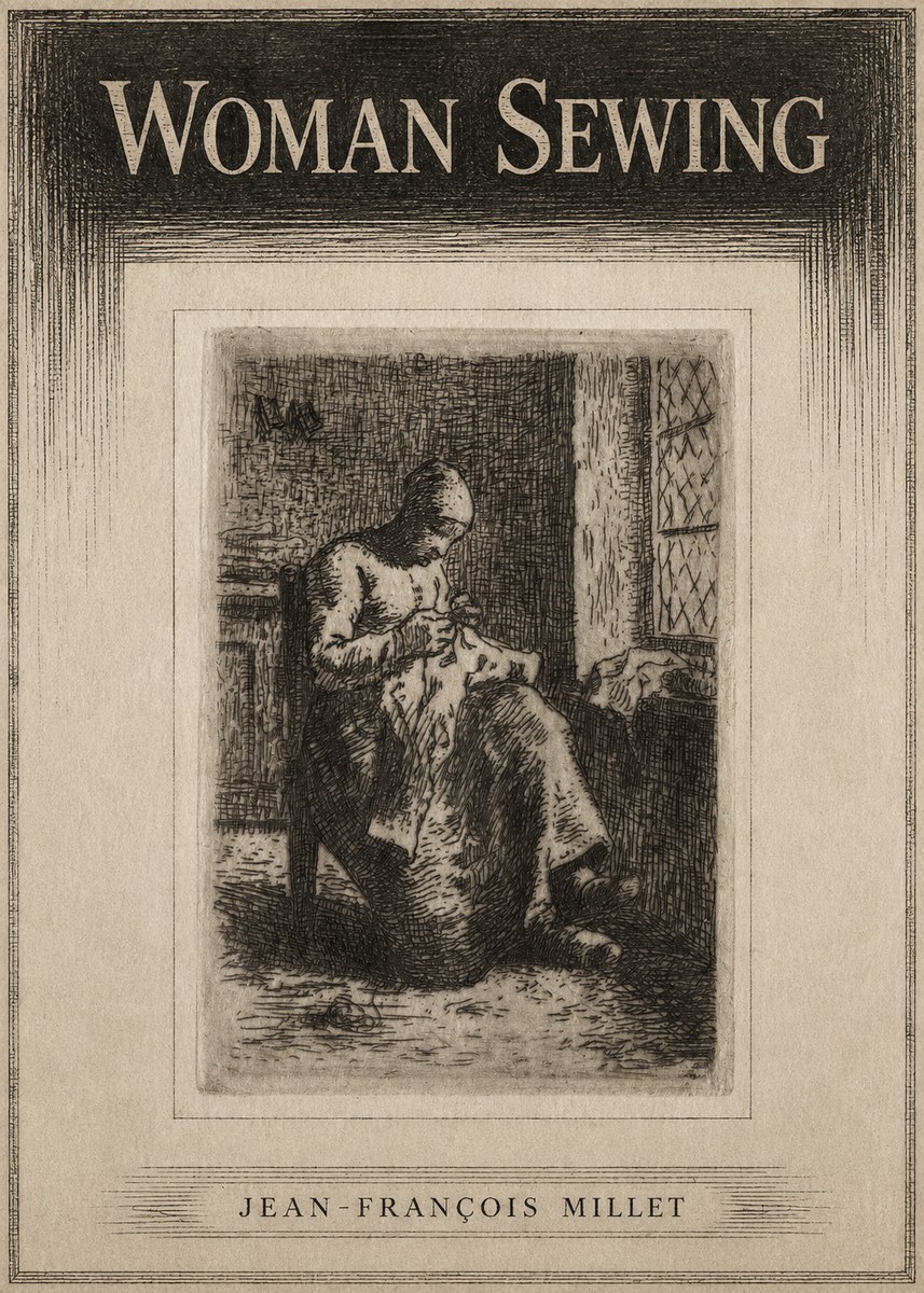 Jean-François Millet Woman Sewing No3 - Juliste