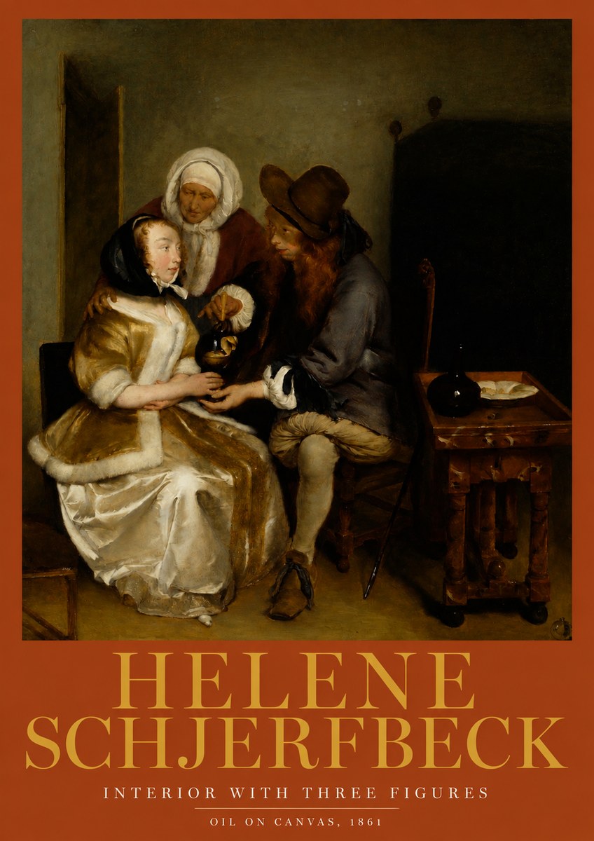 Helene Schjerfbeck Interior with Three Figures No2 - Juliste