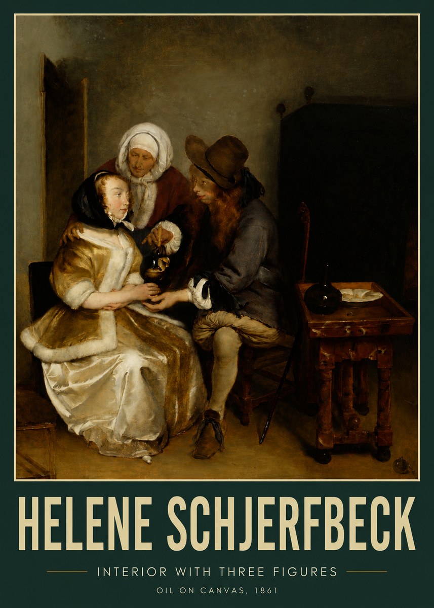 Helene Schjerfbeck Interior with Three Figures No3 - Juliste