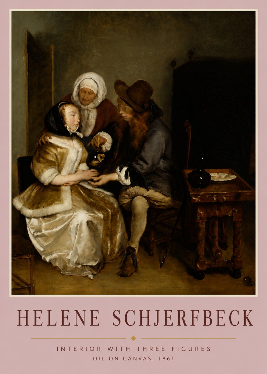 Helene Schjerfbeck Interior with Three Figures No4 - Juliste