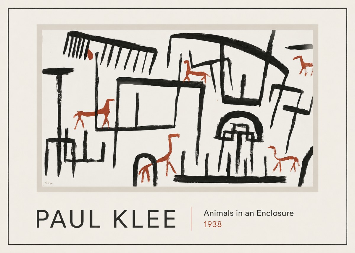 Paul Klee Animals in an Enclosure No1 - Juliste