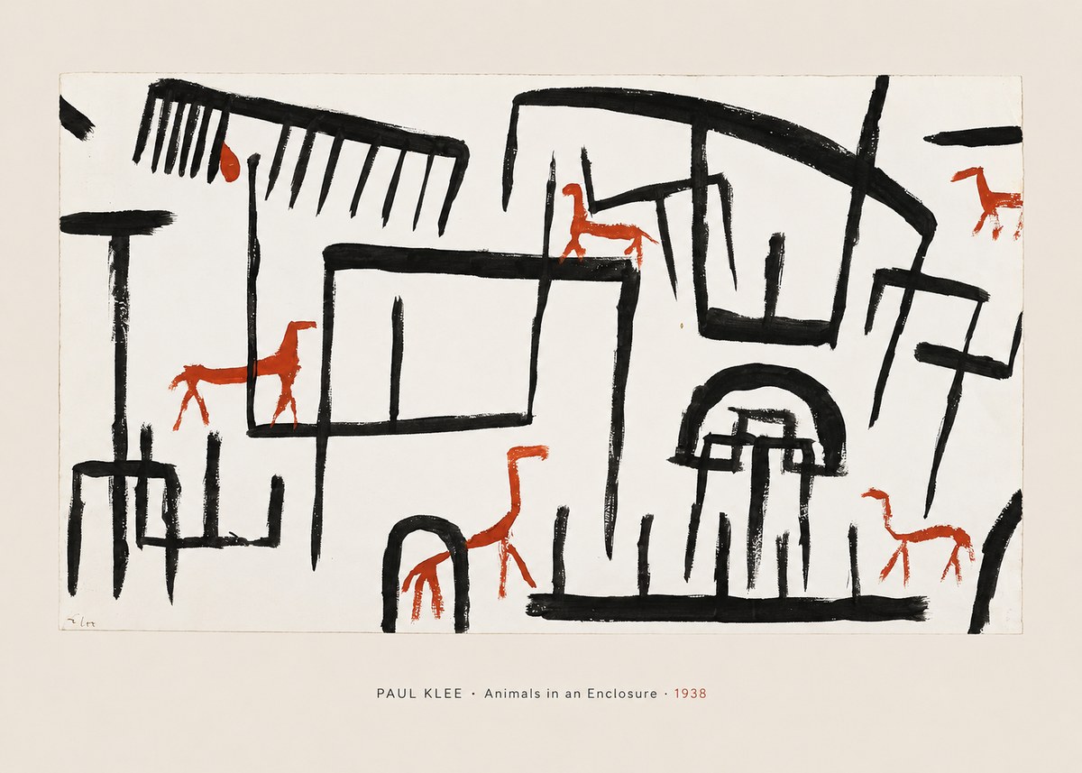 Paul Klee Animals in an Enclosure No5 - Juliste