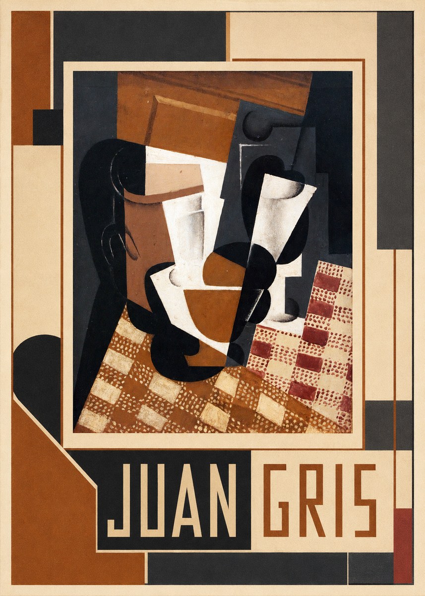 Juan Gris Cubist Still Life with Glass and Tablecloth No1 - Juliste