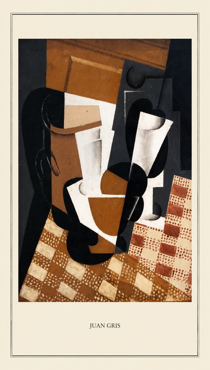 Juan Gris Cubist Still Life with Glass and Tablecloth No4 - Juliste