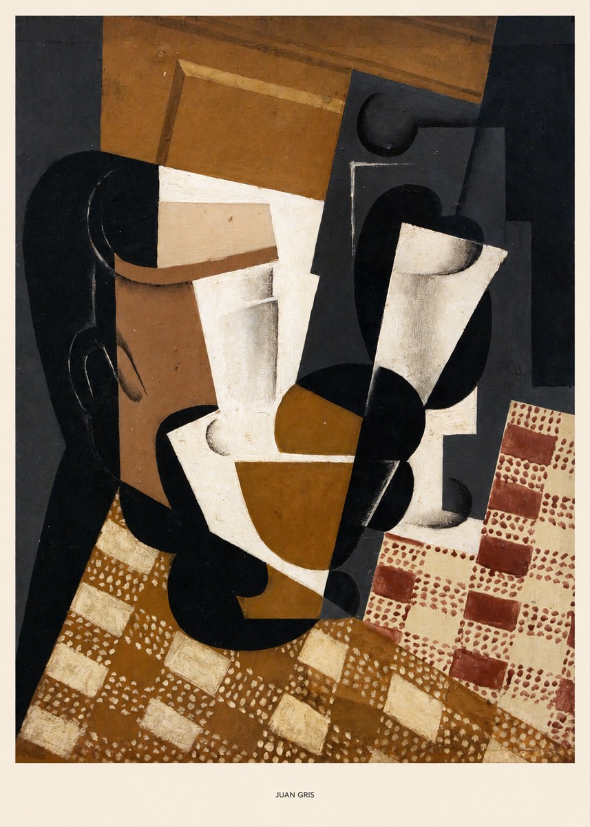 Juan Gris Cubist Still Life with Glass and Tablecloth No5 - Juliste