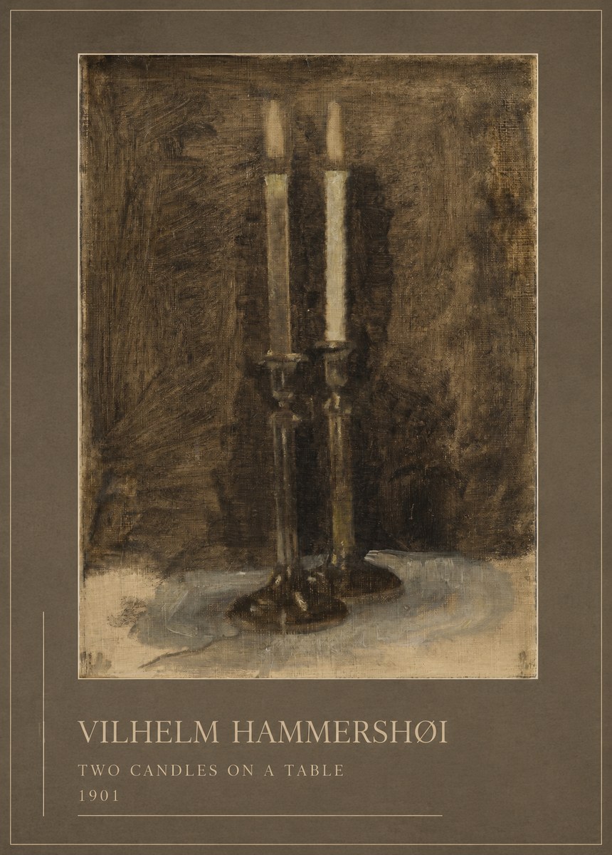 Vilhelm Hammershøi Two Candles on a Table No1 - Juliste
