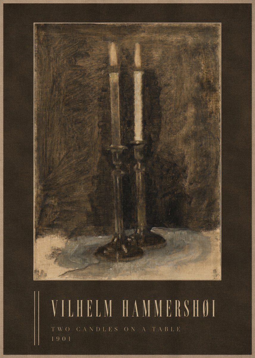 Vilhelm Hammershøi Two Candles on a Table No3 - Juliste