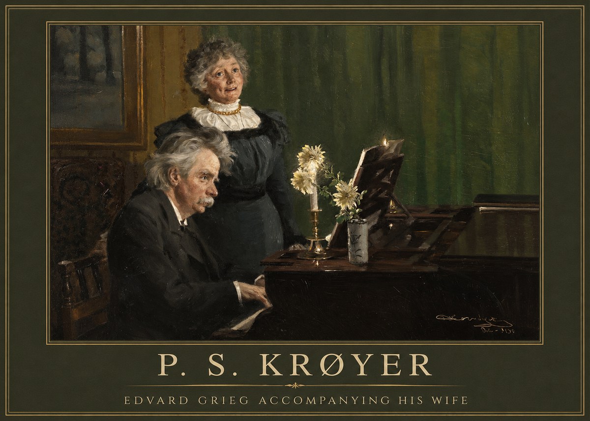 P.S. Krøyer Edvard Grieg Accompanying His Wife No1 - Juliste