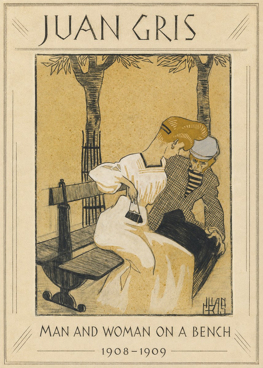 Juan Gris Man and Woman on a Bench No1 - Juliste