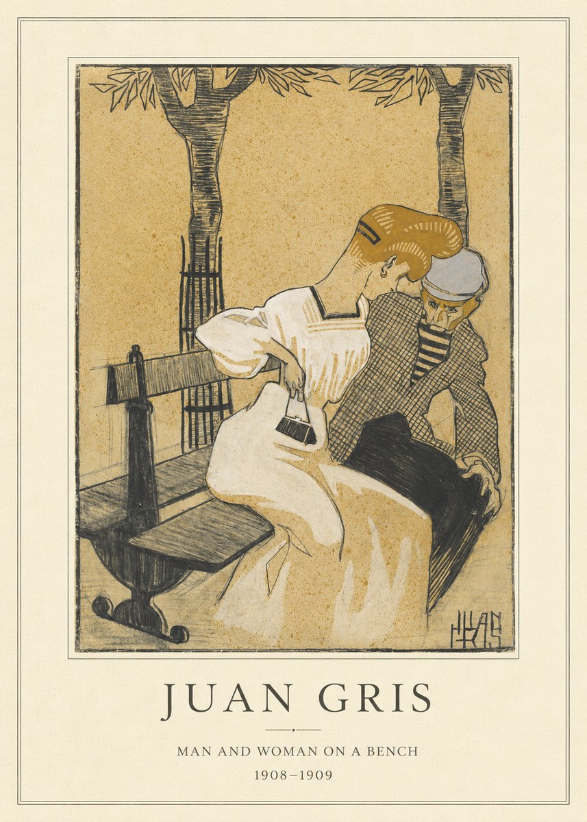 Juan Gris Man and Woman on a Bench No4 - Juliste