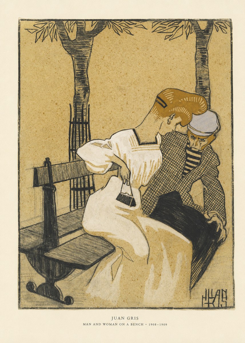 Juan Gris Man and Woman on a Bench No6 - Juliste