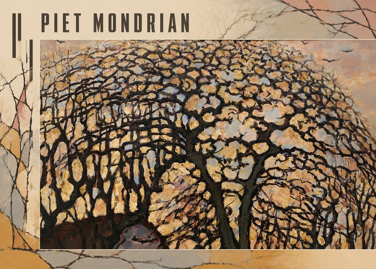 Piet Mondrian Avond (Evening); the Red Tree No3 - Juliste