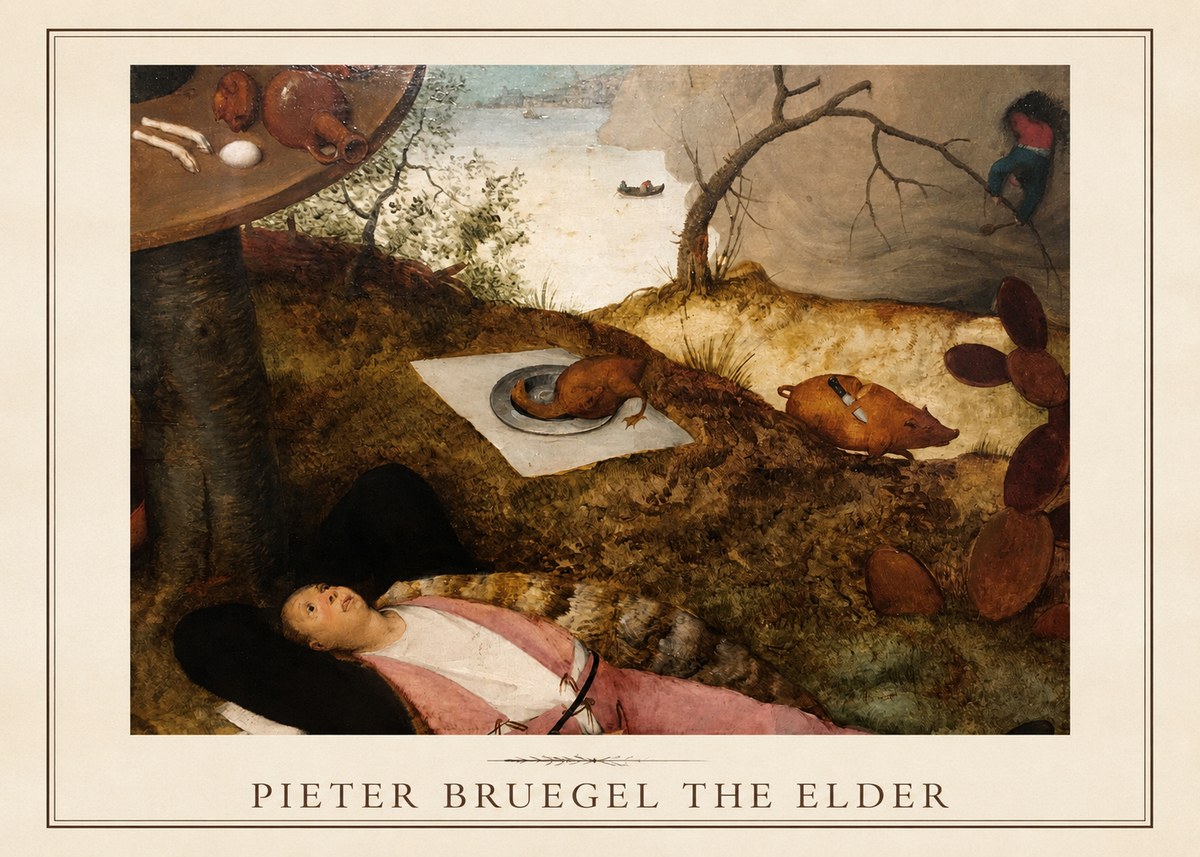 Pieter Bruegel The Land of Cockaigne II No1 - Juliste
