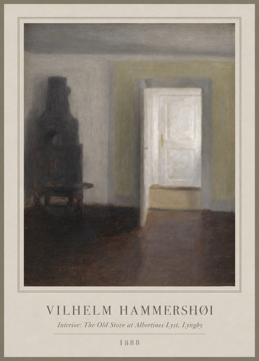 Vilhelm Hammershøi Interior: the Old Stove at Albertines Lyst, Lyngby No1 - Juliste