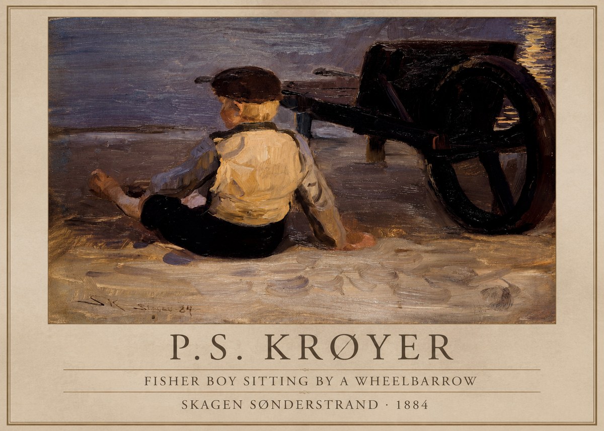P.S. Krøyer Fisher Boy Sitting by a Wheelbarrow No1 - Juliste