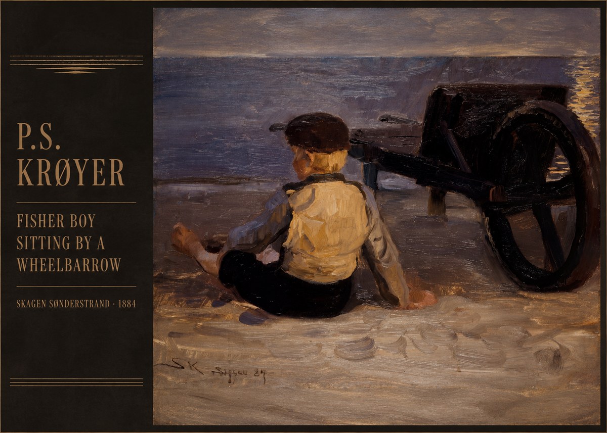 P.S. Krøyer Fisher Boy Sitting by a Wheelbarrow No2 - Juliste