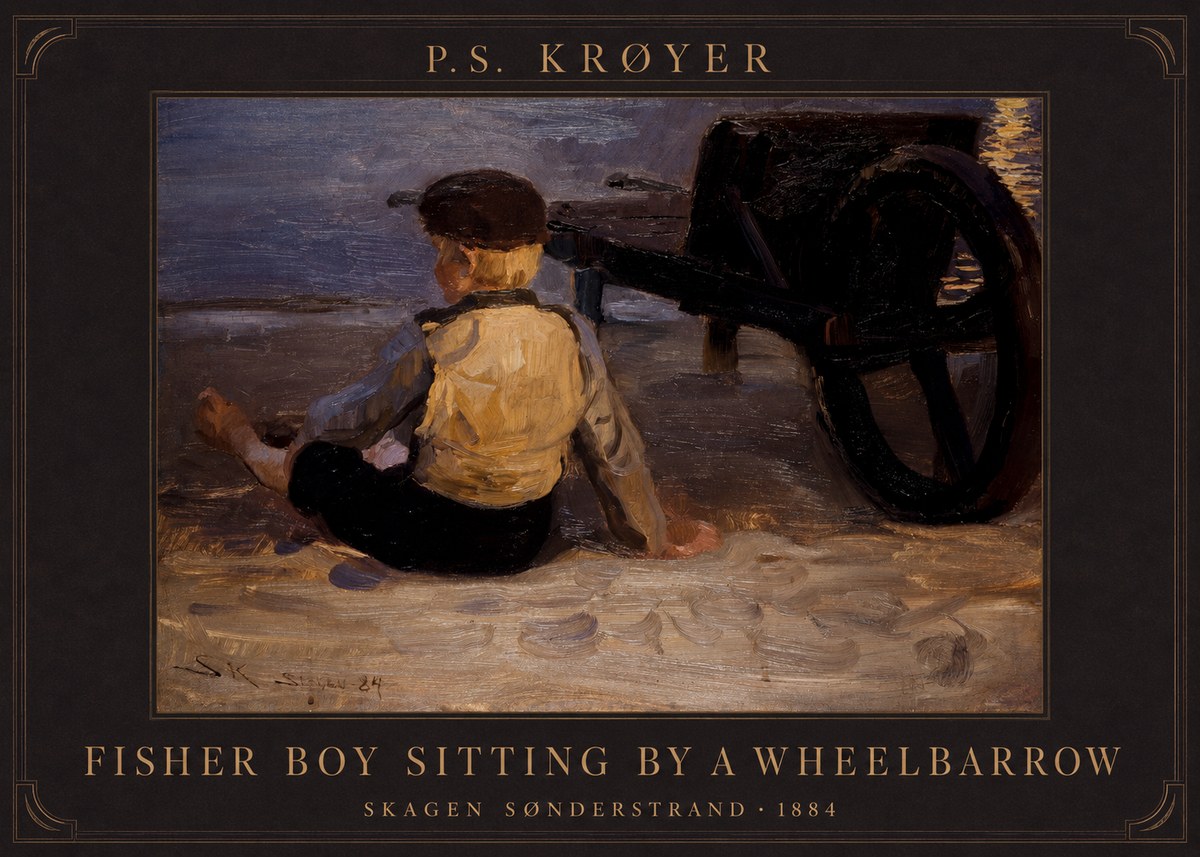 P.S. Krøyer Fisher Boy Sitting by a Wheelbarrow No5 - Juliste