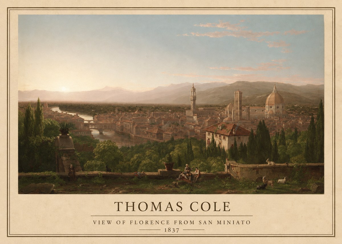 Thomas Cole View of Florence from San Miniato No1 - Juliste