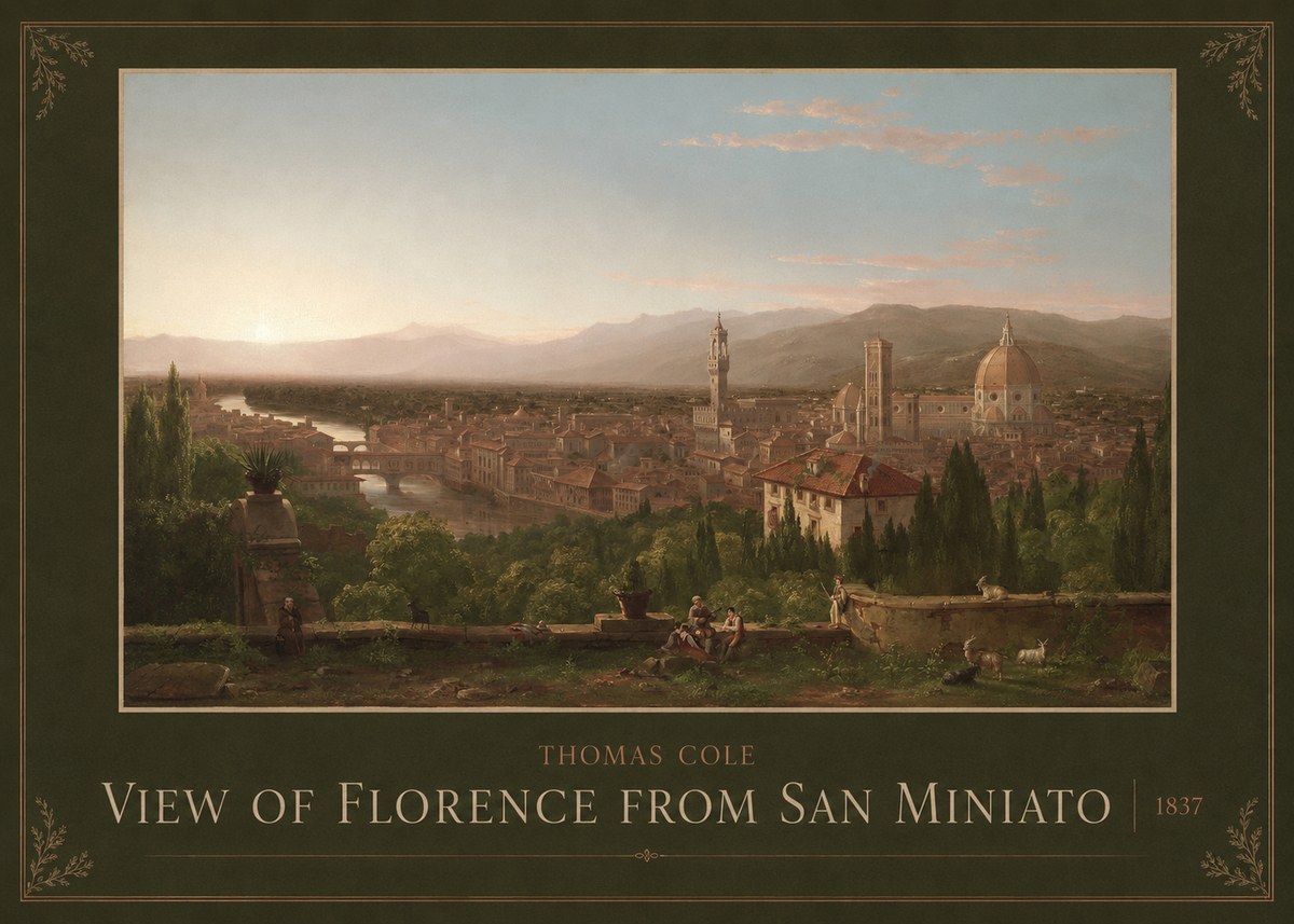 Thomas Cole View of Florence from San Miniato No3 - Juliste
