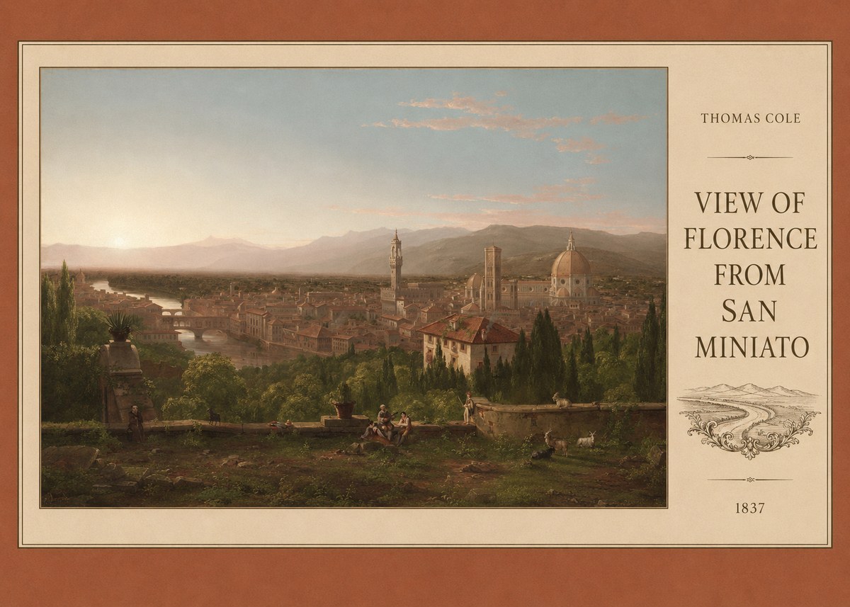 Thomas Cole View of Florence from San Miniato No5 - Juliste