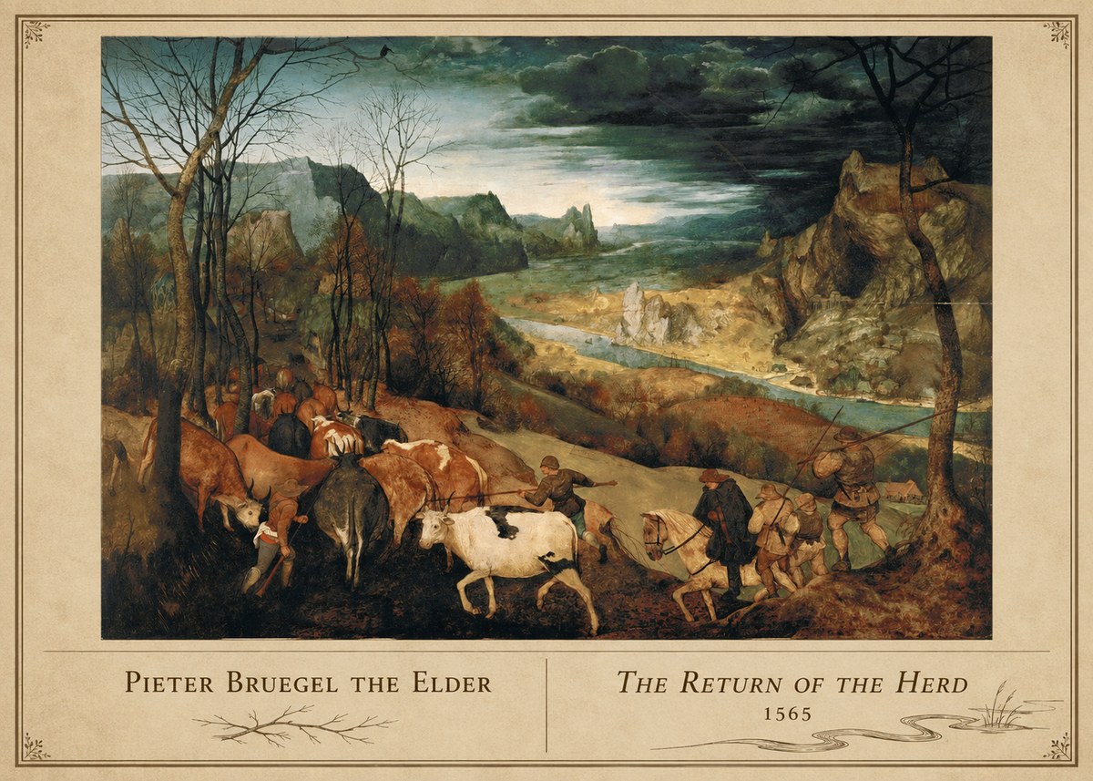 Pieter Bruegel The Return of the Herd No4 - Juliste