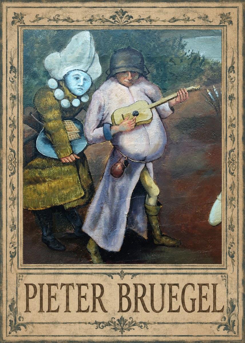 Pieter Bruegel Two Figures with a Lute No1 - Juliste