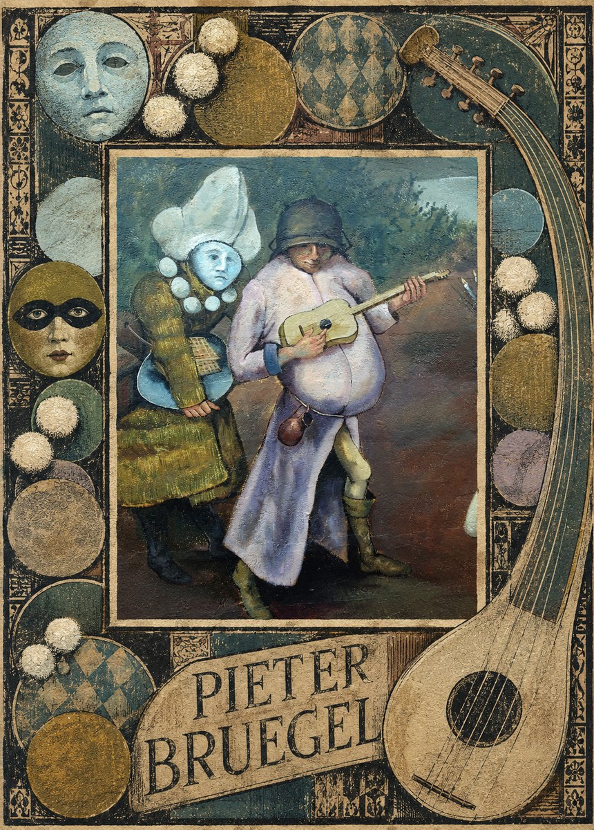 Pieter Bruegel Two Figures with a Lute No6 - Juliste