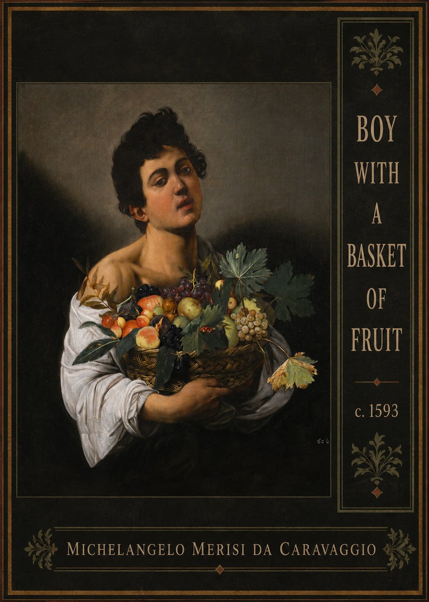 Michelangelo Merisi da Caravaggio Boy with a Basket of Fruit No2 - Juliste
