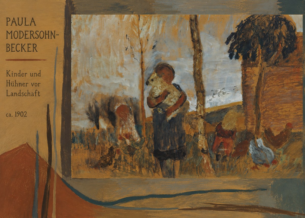 Paula Modersohn-Becker Kinder Und Hühner Vor Landschaft No2 - Juliste