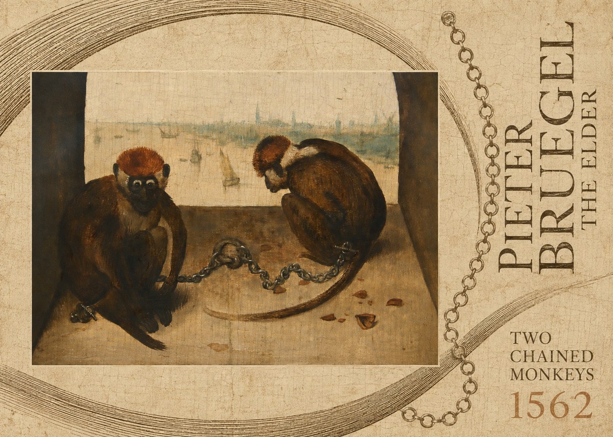 Pieter Bruegel Two Chained Monkeys II No3 - Juliste