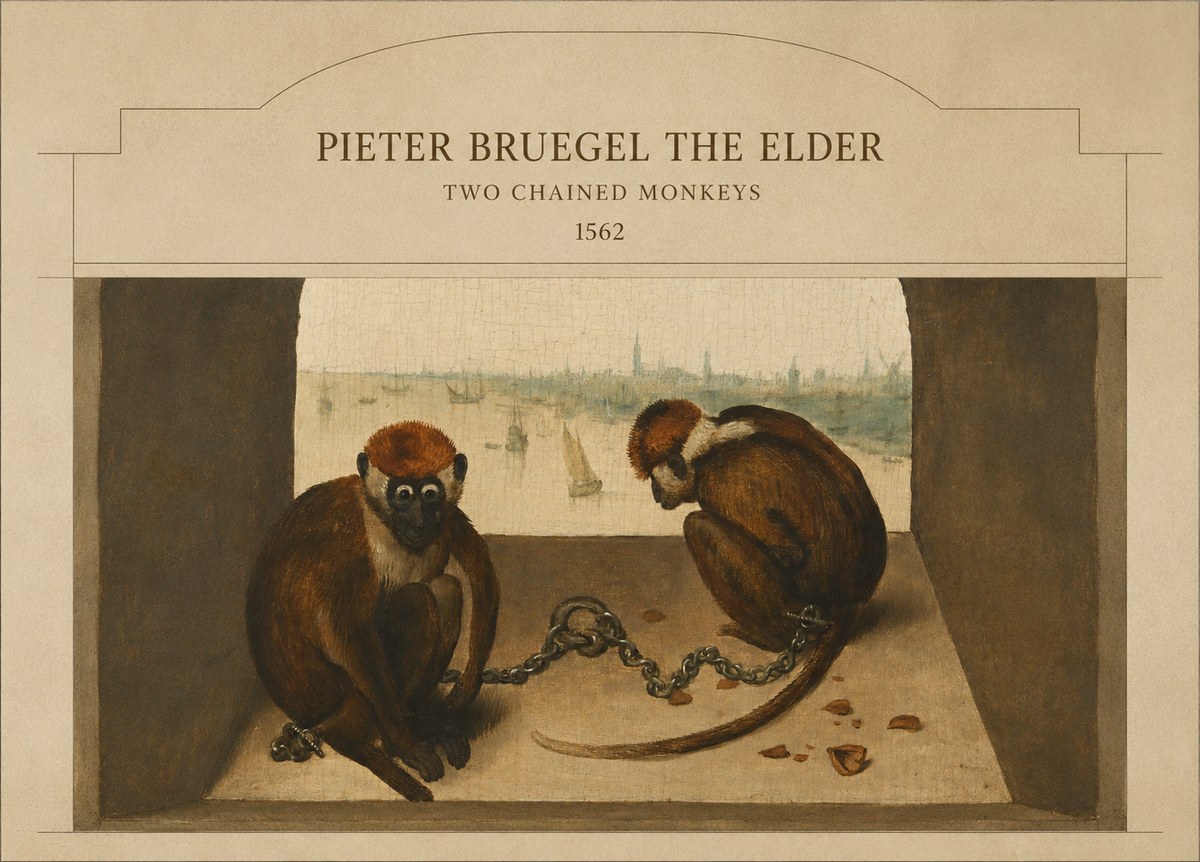 Pieter Bruegel Two Chained Monkeys II No4 - Juliste