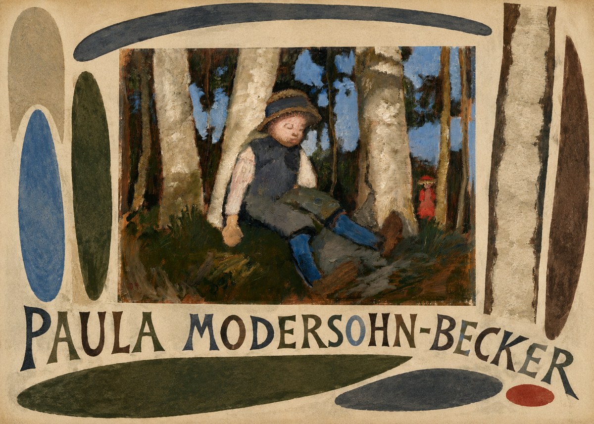 Paula Modersohn-Becker Sleeping Child in a Birch Grove No6 - Juliste