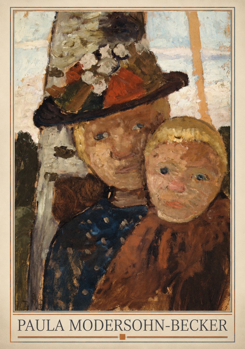 Paula Modersohn-Becker Mother and Child with Hat No1 - Juliste