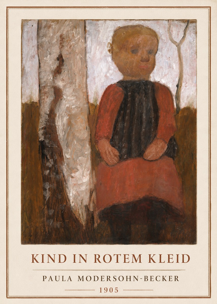 Paula Modersohn-Becker Kind in Rotem Kleid No2 - Juliste