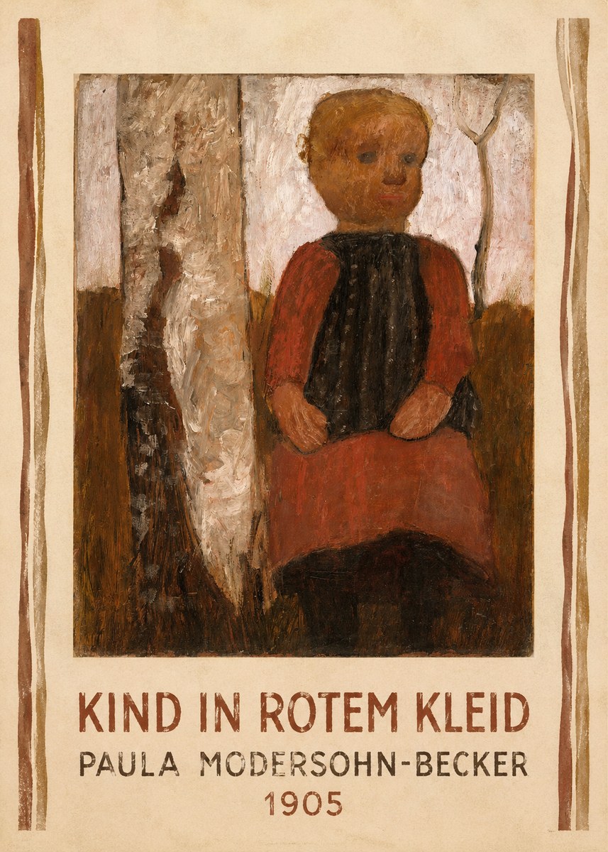 Paula Modersohn-Becker Kind in Rotem Kleid No4 - Juliste