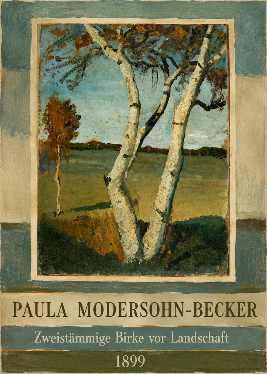 Paula Modersohn-Becker Zweistämmige Birke Vor Landschaft No2 - Juliste