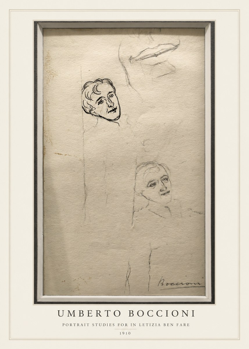 Umberto Boccioni Portrait Studies for in Letizia Ben Fare No3 - Juliste