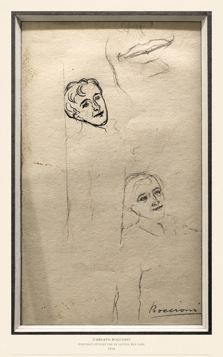 Umberto Boccioni Portrait Studies for in Letizia Ben Fare No6 - Juliste