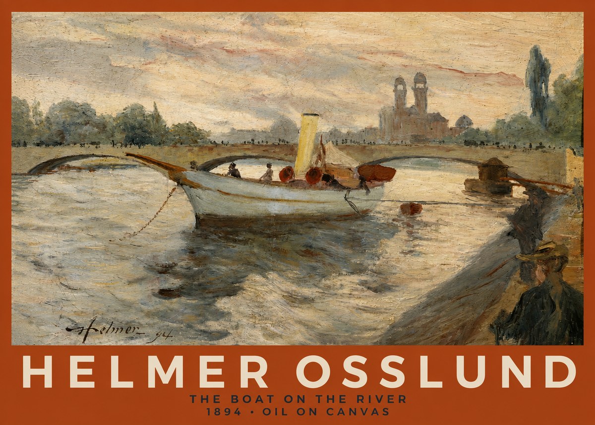 Helmer Osslund The Boat on the River No2 - Juliste