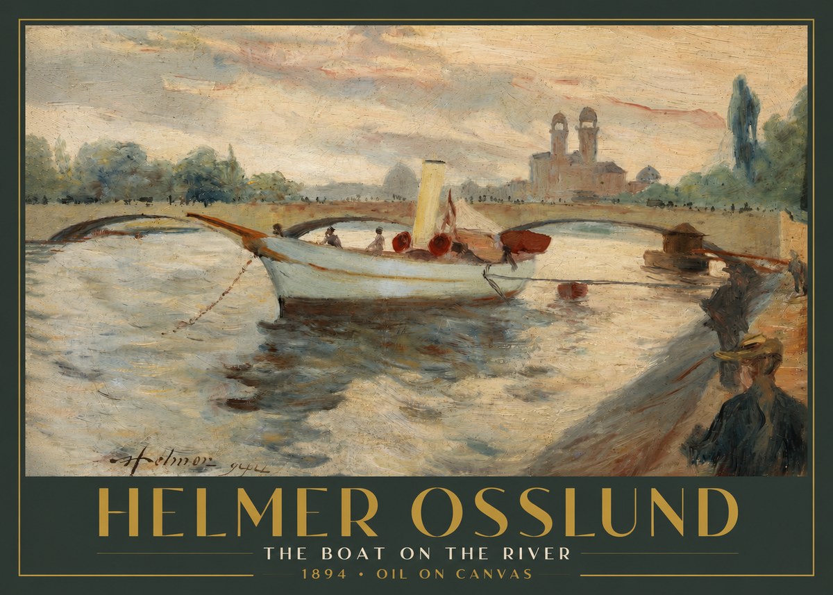 Helmer Osslund The Boat on the River No3 - Juliste