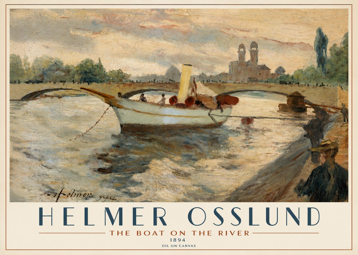 Helmer Osslund The Boat on the River No4 - Juliste