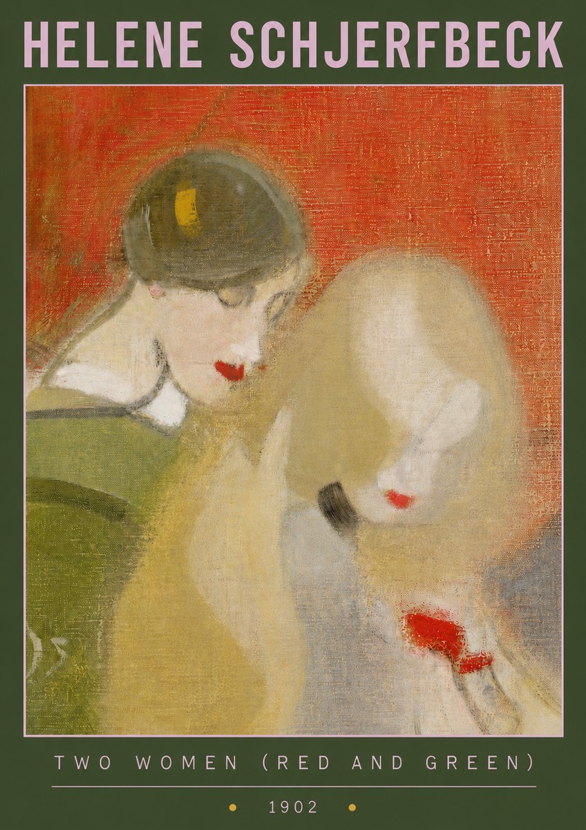 Helene Schjerfbeck Two Women (Red and Green) No3 - Juliste