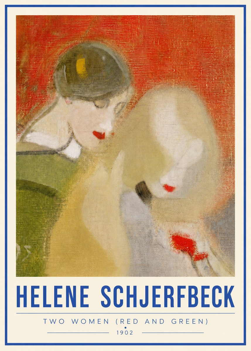 Helene Schjerfbeck Two Women (Red and Green) No4 - Juliste