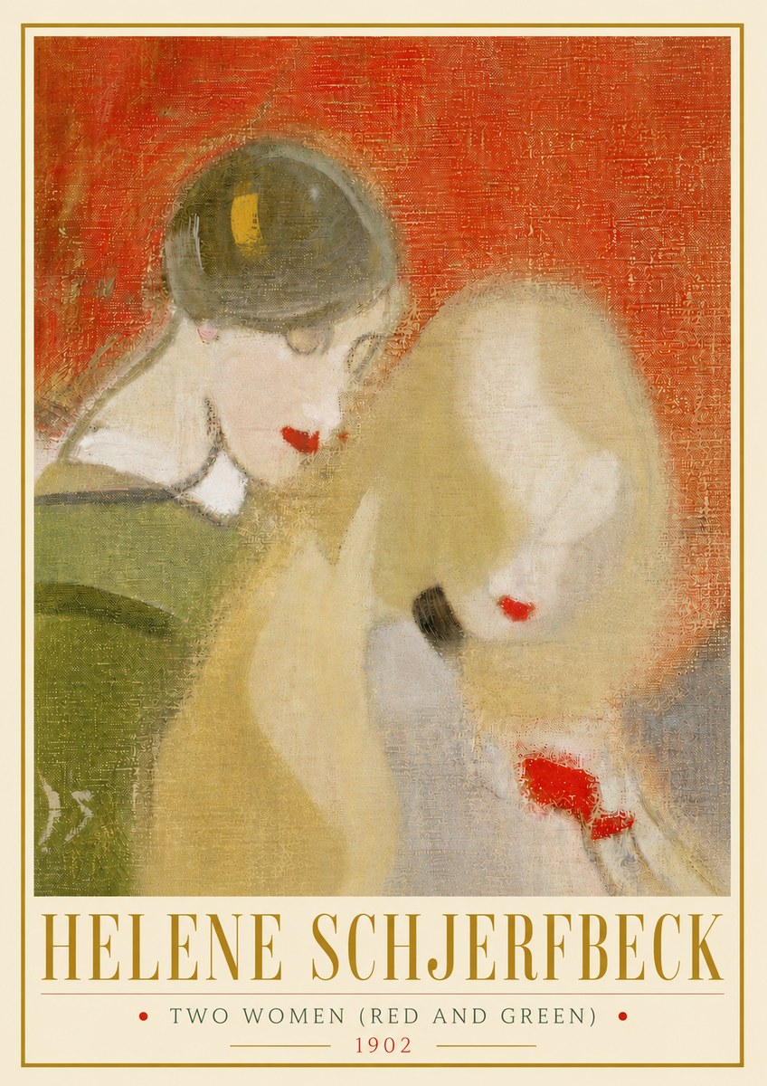 Helene Schjerfbeck Two Women (Red and Green) No5 - Juliste