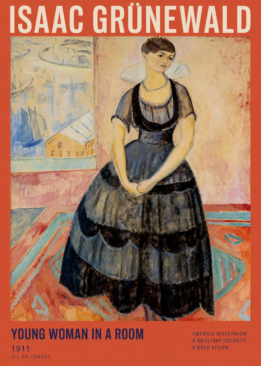 Isaac Grünewald Young Woman in a Room No2 - Juliste