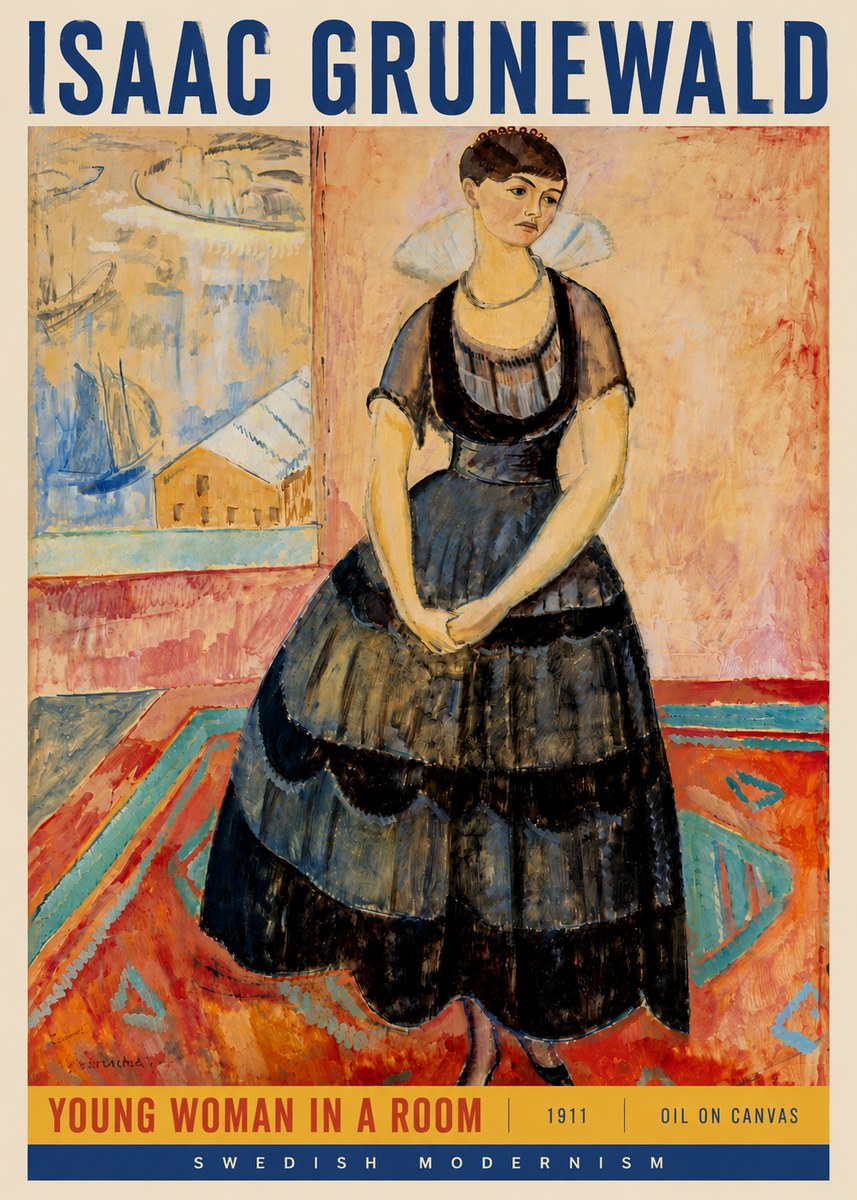 Isaac Grünewald Young Woman in a Room No4 - Juliste