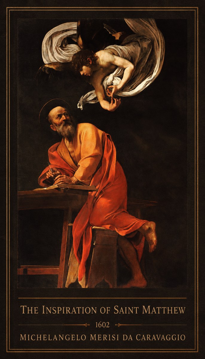 Michelangelo Merisi da Caravaggio The Inspiration of Saint Matthew II No1 - Juliste
