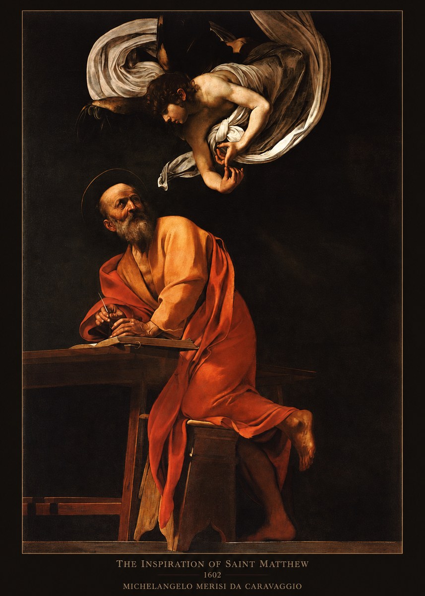 Michelangelo Merisi da Caravaggio The Inspiration of Saint Matthew II No6 - Juliste